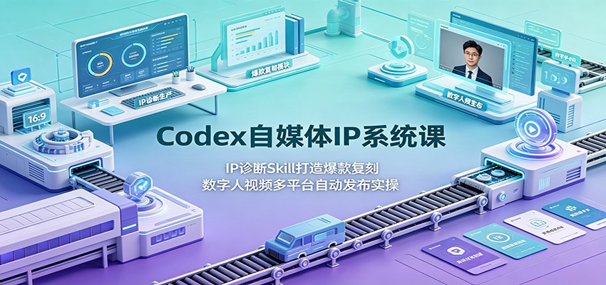 Codex自媒体IP系统课：IP诊断Skill打造爆款复刻，数字人视频多平台自动发布实操-hcnxn