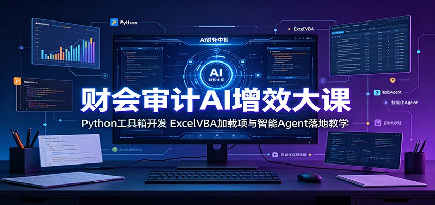 财会审计AI增效大课：Python工具箱开发，ExcelVBA加载项与智能Agent落地教学-hcnxn