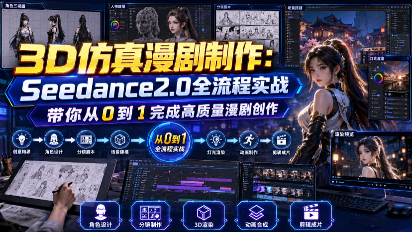 3D仿真漫剧制作：Seedance2.0全流程实战，带你从0到1完成高质量漫剧创作-hcnxn