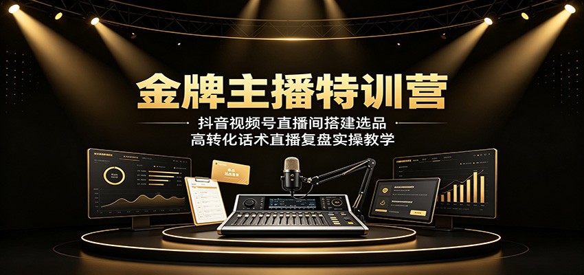 金牌主播特训营：抖音视频号直播间搭建选品，高转化话术直播复盘实操教学-hcnxn