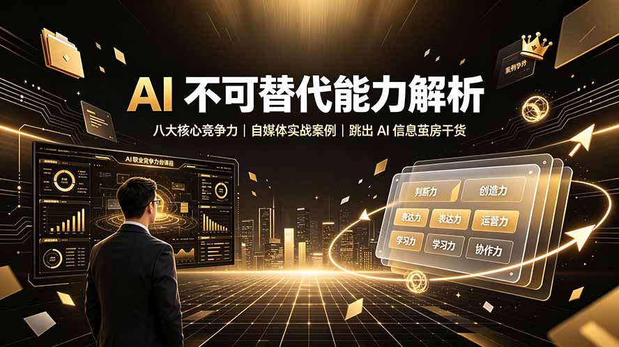 付费文章：AI 不可替代能力解析▸八大核心竞争力｜自媒体实战案例｜跳出 AI 信息茧房干货-hcnxn
