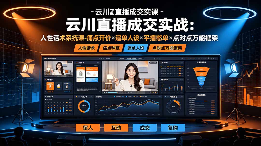 云川直播成交实战：人性话术系统课-痛点种草×塑品开价×逼单人设×平播憋单×点对点万能框架-hcnxn
