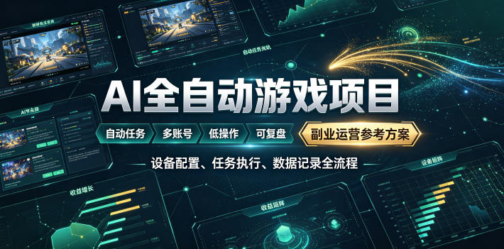 AI全自动游戏躺賺副业：日入几百，稳定运行三年的项目！【揭秘】-hcnxn