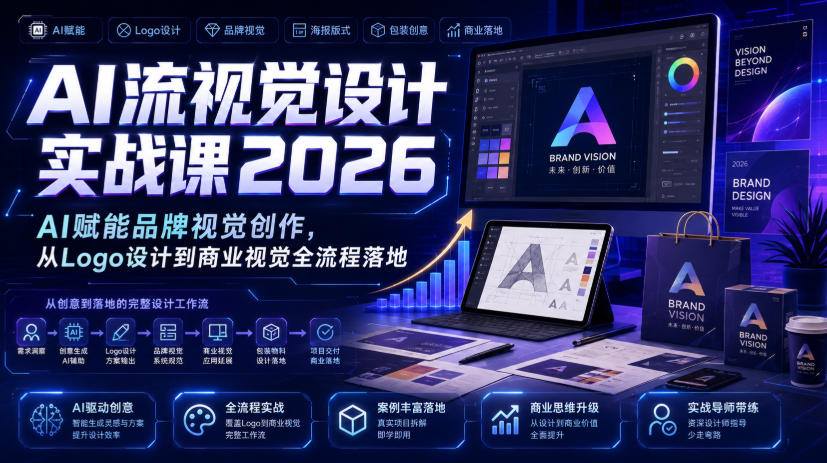 AI流视觉设计实战课2026：AI赋能品牌视觉创作，从Logo设计到商业视觉全流程落地-hcnxn