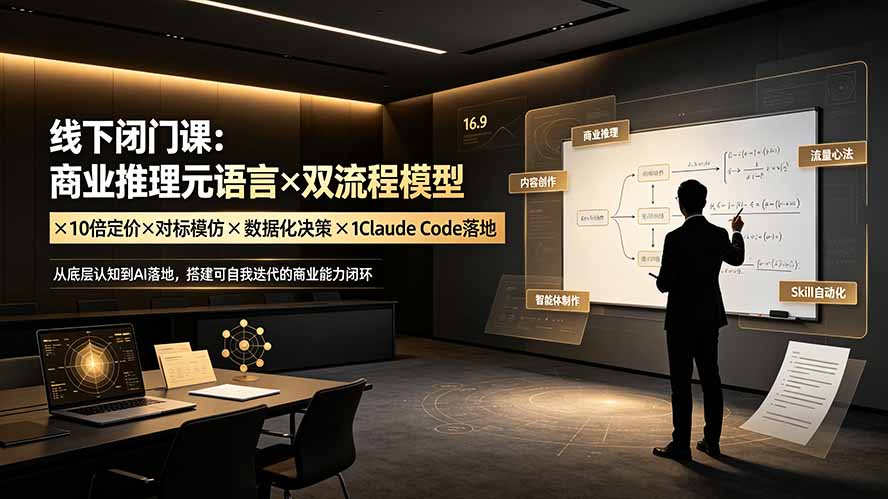 线下闭门课：商业推理元语言×双流程模型×10倍定价×对标模仿×数据化决策×Claude Code落地，击穿认知盲区-hcnxn