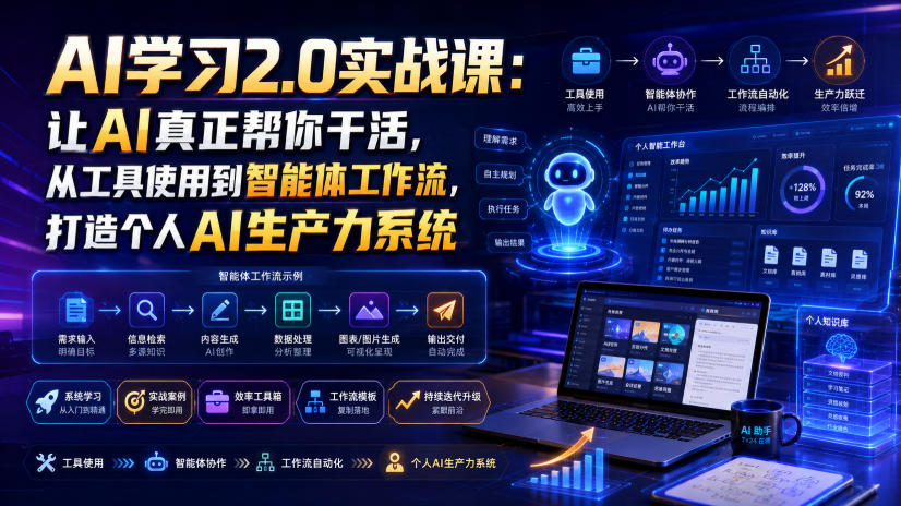 AI学习2.0实战课：让AI真正帮你干活，从工具使用到智能体工作流，打造个人AI生产力系统-hcnxn
