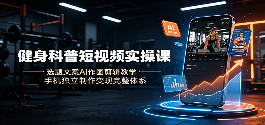 健身科普短视频实操课：选题文案AI作图剪辑教学，手机独立制作变现完整体系-hcnxn