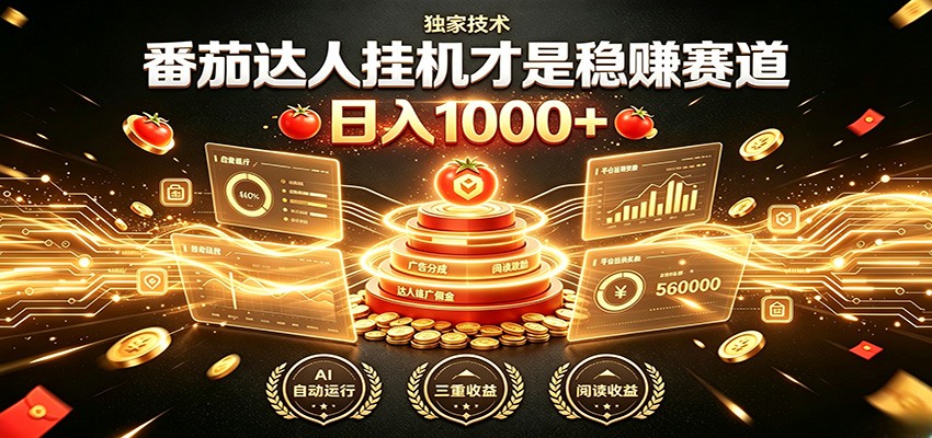 别再瞎找副业！番茄达人挂机才是稳赚赛道 日入1000+-hcnxn