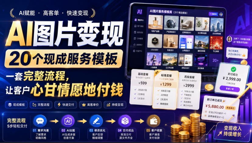 AI图片变现，20个现成服务模板，一套完整流程，让客户心甘情愿地付钱【原创双语字幕】-hcnxn