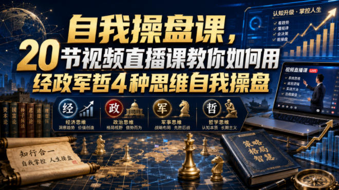 自我操盘课，20节视频直播课教你如何用经政军哲4种思维自我操盘-hcnxn