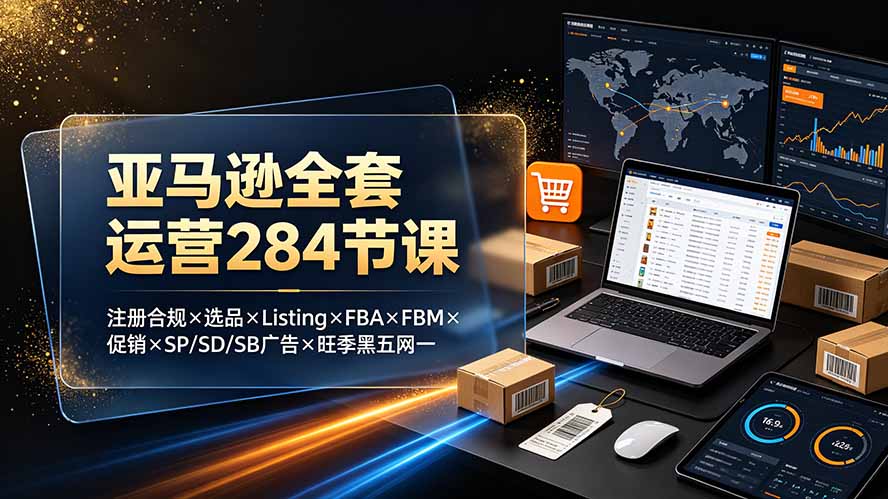 亚马逊全套运营284节课：注册合规×选品×Listing×FBA×FBM×促销×SP/SD/SB广告×旺季黑五网一-hcnxn