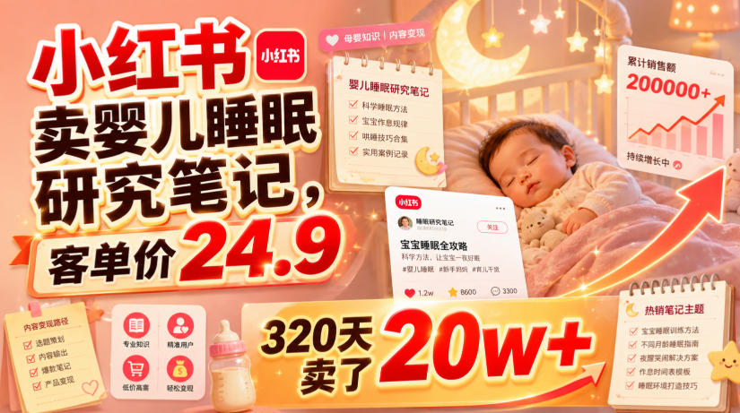 小红书卖婴儿睡眠研究笔记，客单价24.9，320天卖了20w+-hcnxn