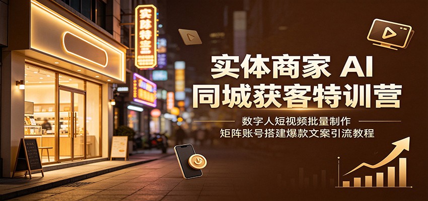 实体商家AI同城获客特训营：数字人短视频批量制作，矩阵账号搭建爆款文案引流教程-hcnxn