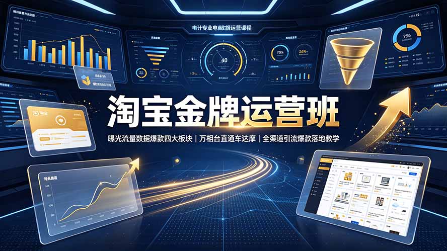 淘宝金牌运营班-7月：曝光流量数据爆款四大板块｜万相台直通车达摩｜全渠道引流爆款落地教学-hcnxn