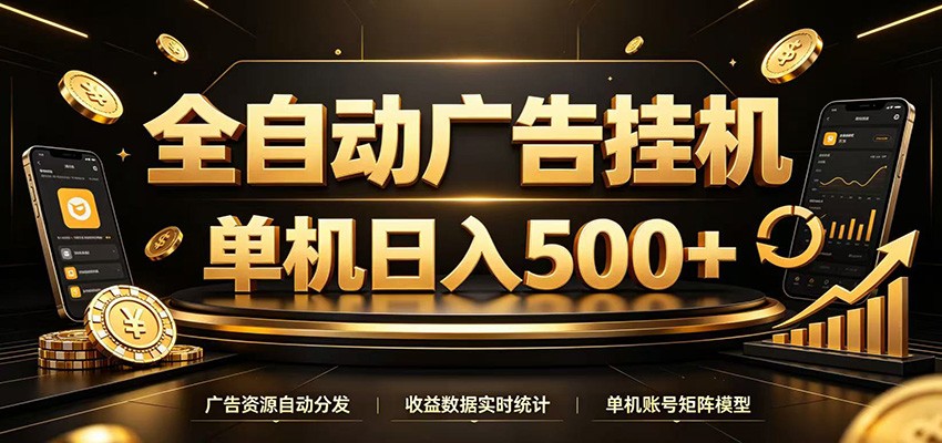 全自动广告挂机，每天24小时不停的去看广告获取收益，单机500＋-hcnxn