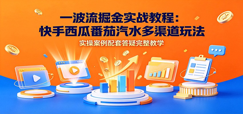 一波流掘金实战教程：快手西瓜番茄汽水多渠道玩法，实操案例配套答疑完整教学-hcnxn
