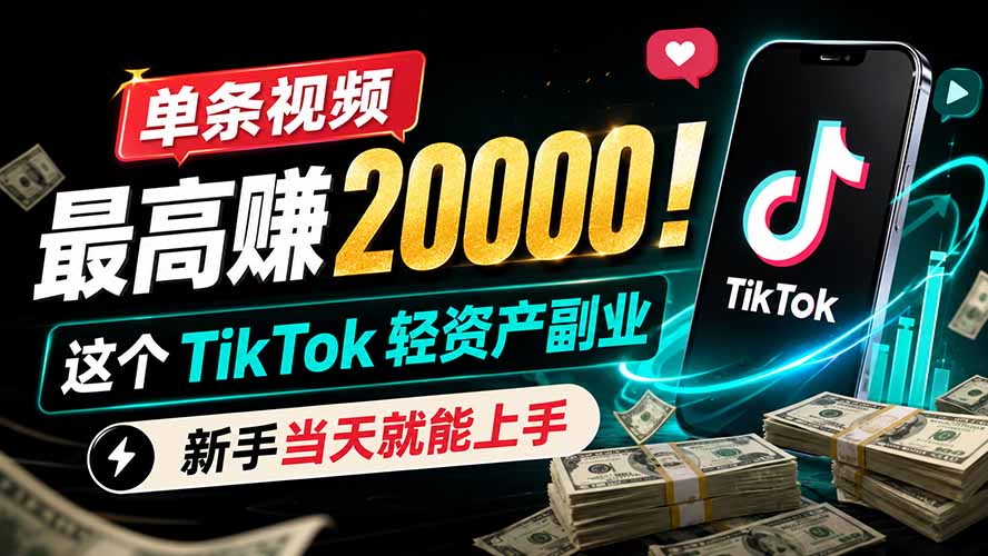 单条视频最高赚 20000！这个 TikTok 轻资产副业，新手当天就能上手-hcnxn