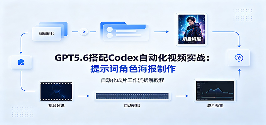 GPT5.6搭配Codex自动化视频实战：提示词角色海报制作，自动化成片工作流拆解教程-hcnxn