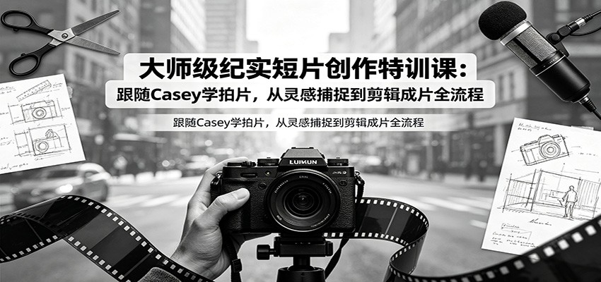 大师级纪实短片创作特训课：跟随Casey学拍片，从灵感捕捉到剪辑成片全流程-hcnxn