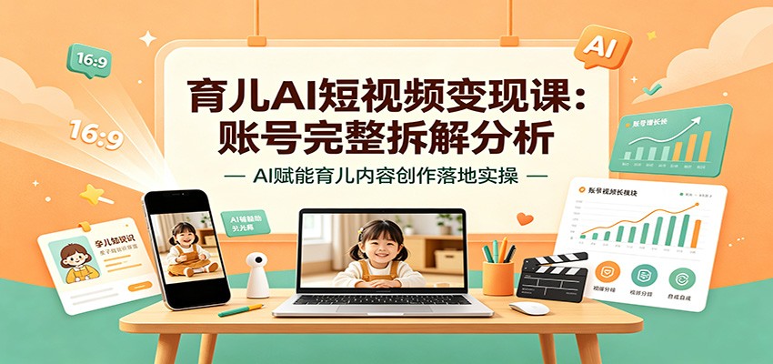 育儿AI短视频变现课：账号完整拆解分析，AI赋能育儿内容创作落地实操-hcnxn