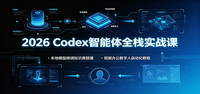 2026 Codex智能体全栈实战课：本地模型微调知识库搭建，视频办公数字人自动化教程-hcnxn