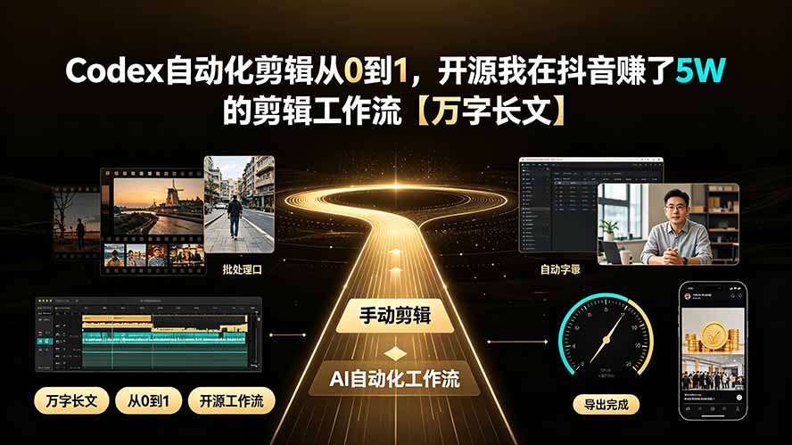 Codex自动化剪辑从0到1，开源我在抖音赚了5W 的剪辑工作流【万字长文】-hcnxn