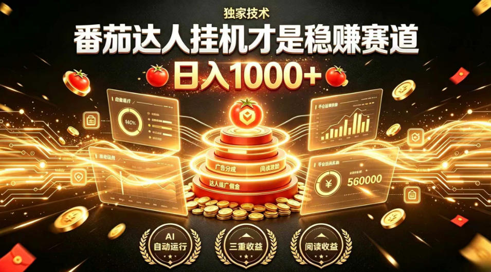 别再瞎找副业！番茄达人挂G才是稳賺赛道，日入1000+，全程傻瓜式操作，可矩阵放大【揭秘】-hcnxn