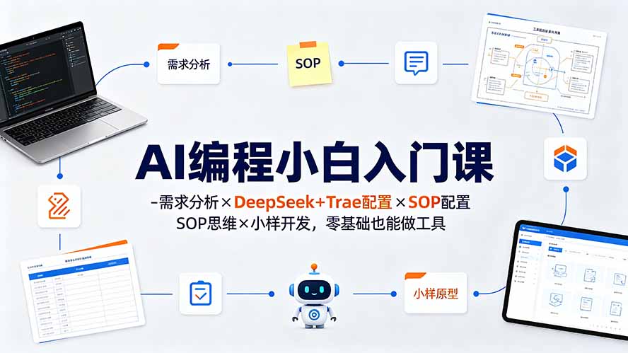 AI编程小白入门课-需求分析×DeepSeek+Trae配置×SOP思维×小样开发，零基础也能做工具-hcnxn