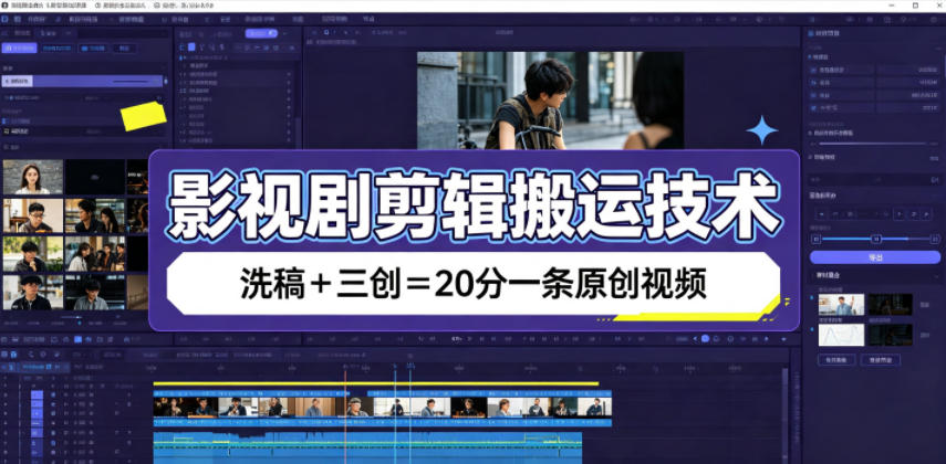 影视剧剪辑搬运技术，洗稿+三创=20分一条原创视频-hcnxn