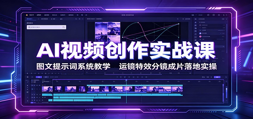 AI视频创作实战课：图文提示词系统教学，运镜特效分镜成片落地实操-hcnxn