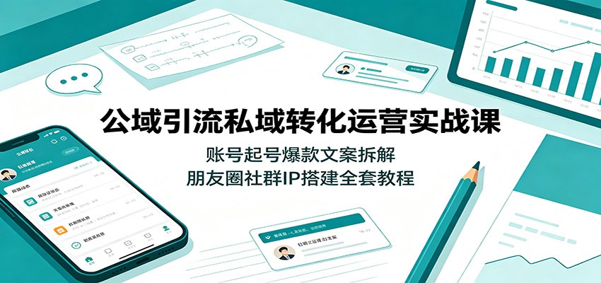 公域引流私域转化运营实战课：账号起号爆款文案拆解，朋友圈社群IP搭建全套教程-hcnxn