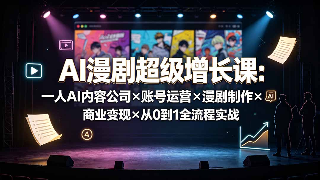 AI漫剧超级增长课：一人AI内容公司×账号运营×漫剧制作×商业变现×从0到1全流程实战-hcnxn