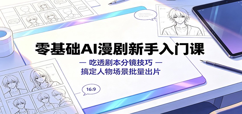 零基础AI漫剧新手入门课：吃透剧本分镜技巧，搞定人物场景批量出片-hcnxn