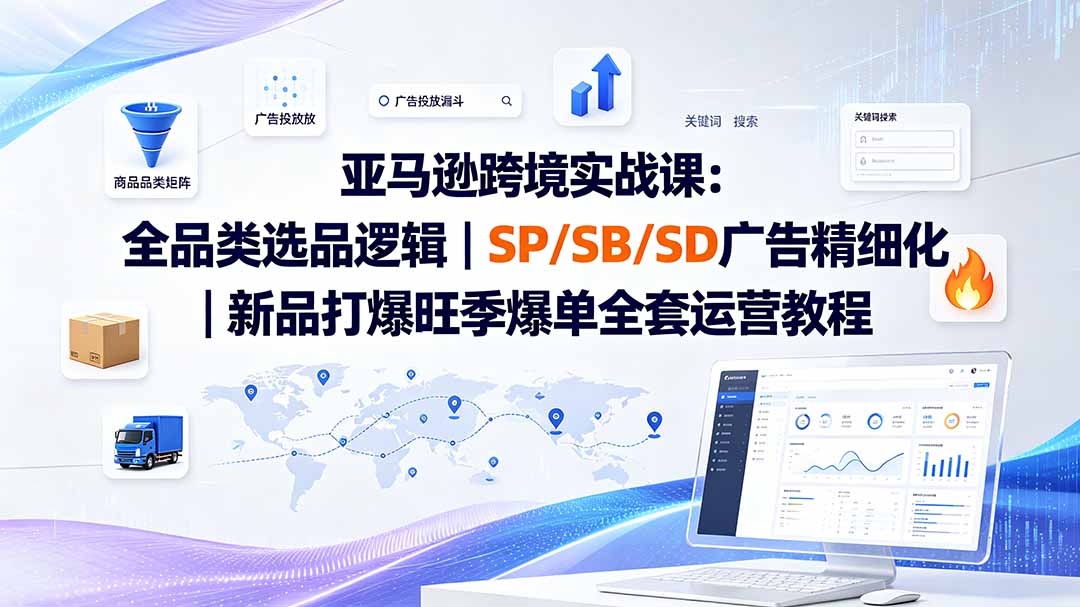 亚马逊跨境实战课-更新：全品类选品逻辑｜SP/SB/SD广告精细化｜新品打爆旺季爆单全套运营教程-hcnxn