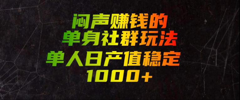 闷声賺钱的单身社群玩法，单人日产值稳定1000+【揭秘】-hcnxn