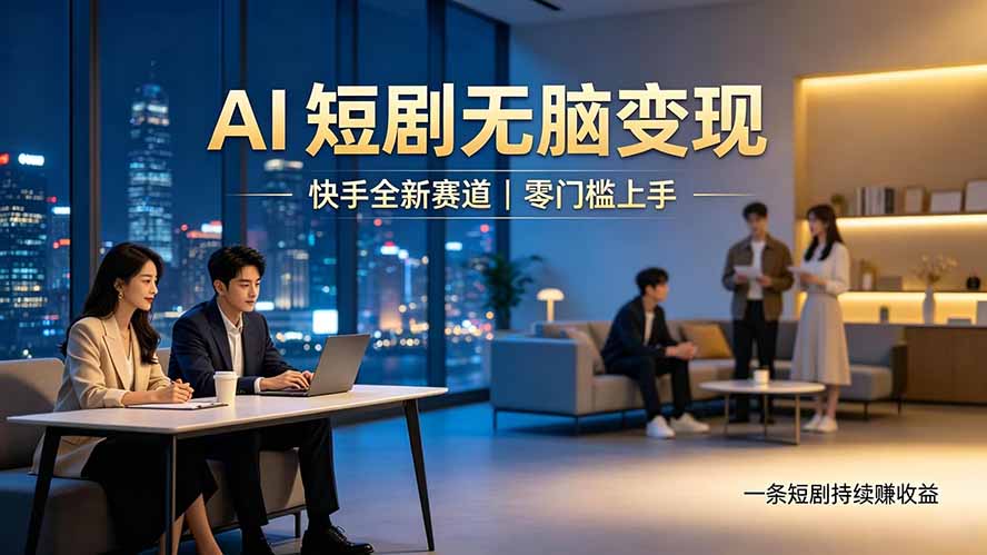 别乱找副业了，快手 AI 短剧零门槛长久被动增收-hcnxn