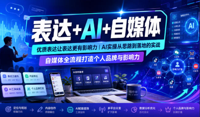 表达+AI+自媒体，优质表达让表达更有影响力|AI实操从思路到落地的实战|自媒体全流程打造个人品牌与影响力-hcnxn
