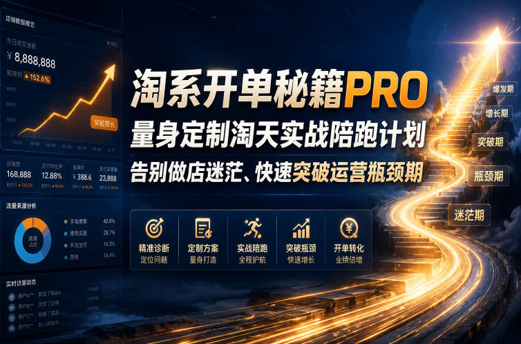 淘系开单秘籍PRO，量身定制淘天实战陪跑计划，告别做店迷茫、快速突破运营瓶颈期(更新20260728)-hcnxn