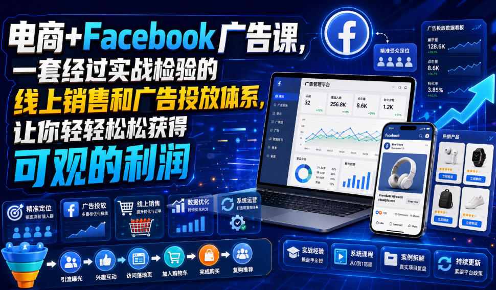 电商+Facebook广告课，一套经过实战检验的线上销售和广告投放体系，让你轻轻松松获得可观的利润【原创双语字幕】-hcnxn