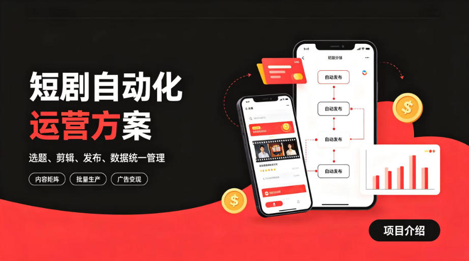 快手全自动短剧矩阵项目｜自动化分发，流量持续变现【揭秘】-hcnxn