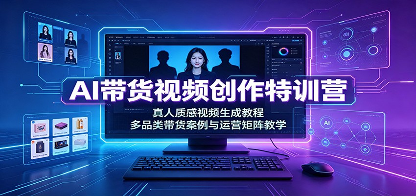 AI带货视频创作特训营：真人质感视频生成教程，多品类带货案例与运营矩阵教学-hcnxn