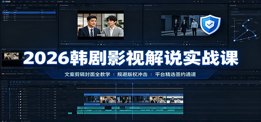 2026韩剧影视解说实战课：文案剪辑封面全教学，规避版权冲击平台精选签约通道-hcnxn