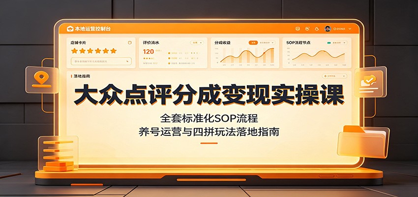 大众点评分成变现实操课：全套标准化SOP流程，养号运营与四拼玩法落地指南-hcnxn