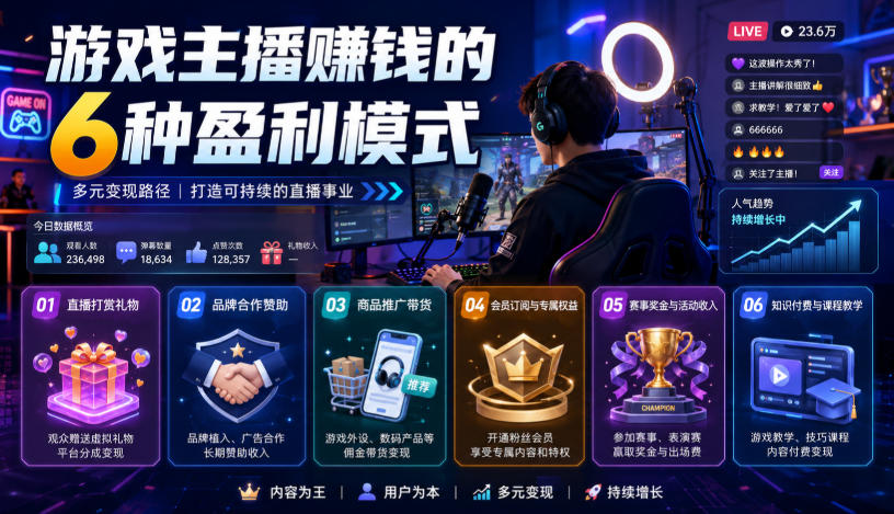 付费文章：游戏主播賺钱的6种盈利模式-hcnxn