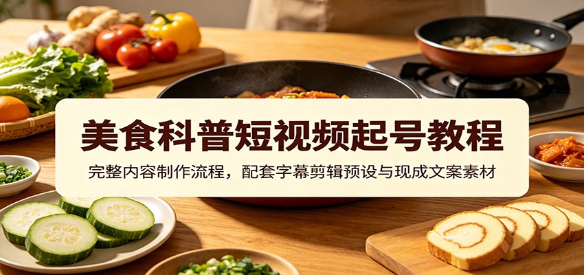美食科普短视频起号教程：完整内容制作流程，配套字幕剪辑预设与现成文案素材-hcnxn