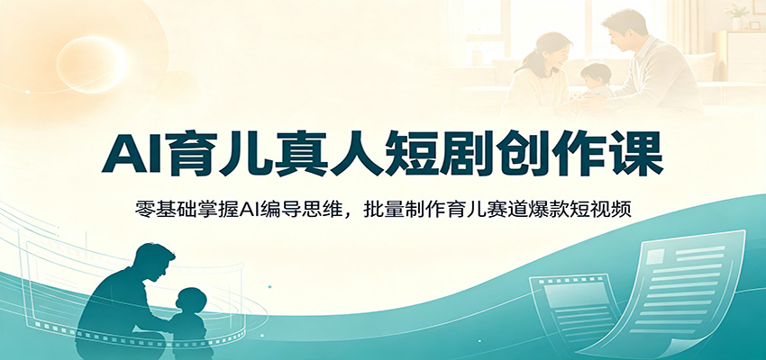 AI育儿真人短剧创作课：零基础掌握AI编导思维，批量制作育儿赛道爆款短视频-hcnxn