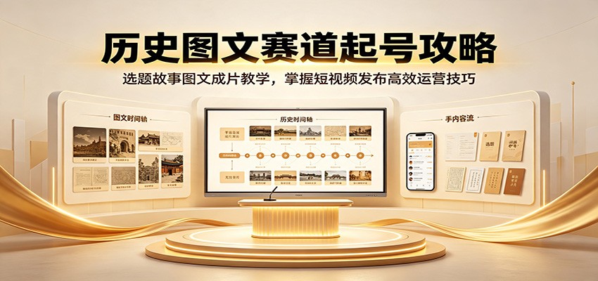 历史图文赛道起号攻略：选题故事图文成片教学，掌握短视频发布高效运营技巧-hcnxn