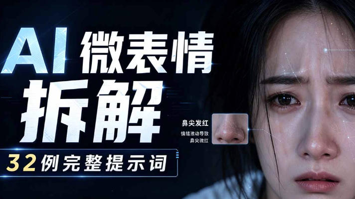 AI微表情拆解提示词合集，精准调控AI角色表情，可直接复用，0基础也能调出影视级表情变化-hcnxn