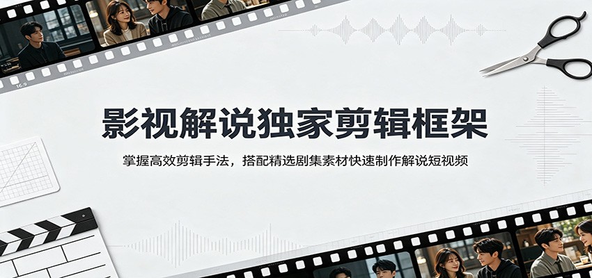 影视解说独家剪辑框架：掌握高效剪辑手法，搭配精选剧集素材快速制作解说短视频-hcnxn