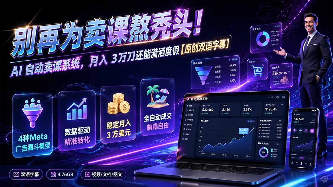 别再为卖课熬秃头！AI 自动卖课系统，月入 3 万刀还能潇洒度假【原创双语字幕】-hcnxn
